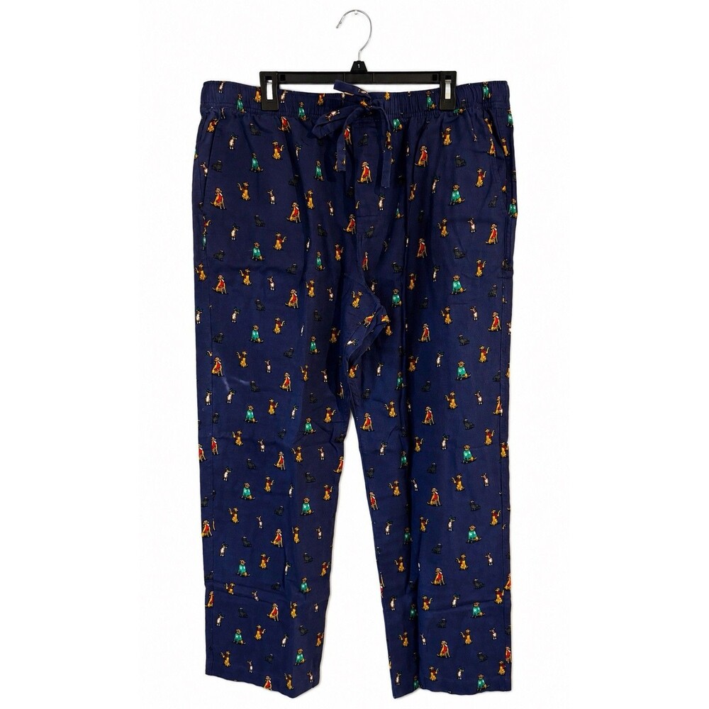 J.Crew Men’s XL Pajama Pants NWT Christmas Holiday Dogs 100% Cotton Navy